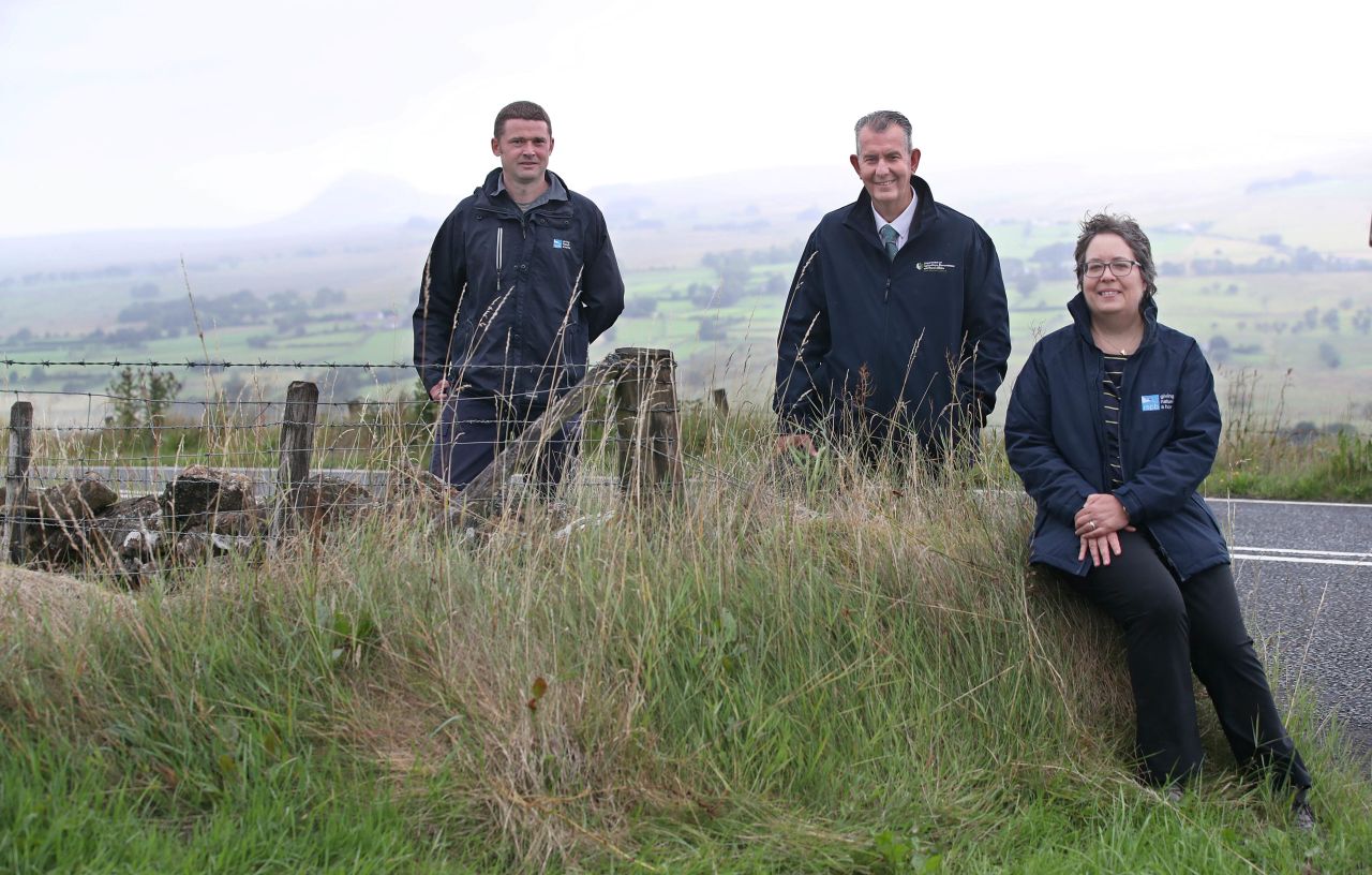 Minister Poots visits conservation project in Antrim hills