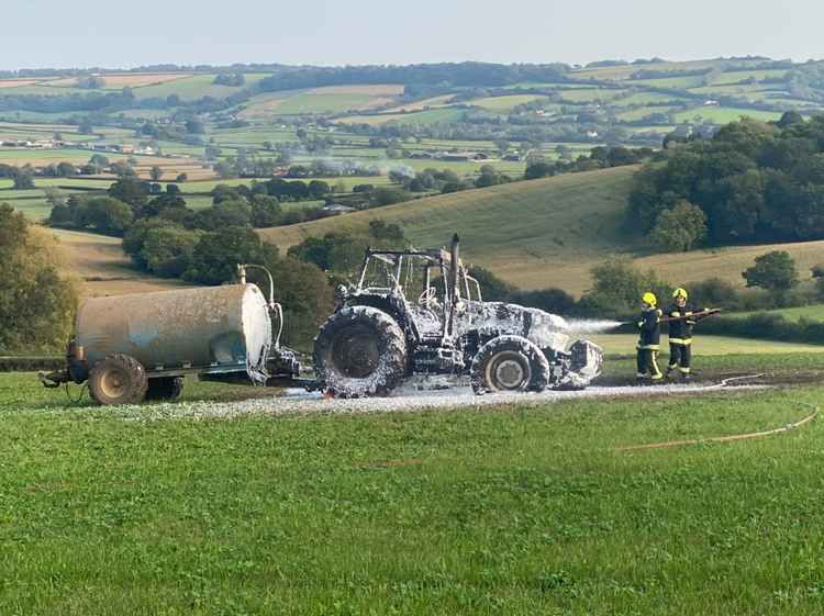 Farmer says 'we need our local fire station' after his tractor goes up in flames
