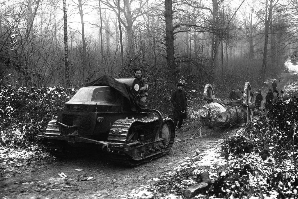 The Renault IH was frequently pressed into service as a forestry tractor