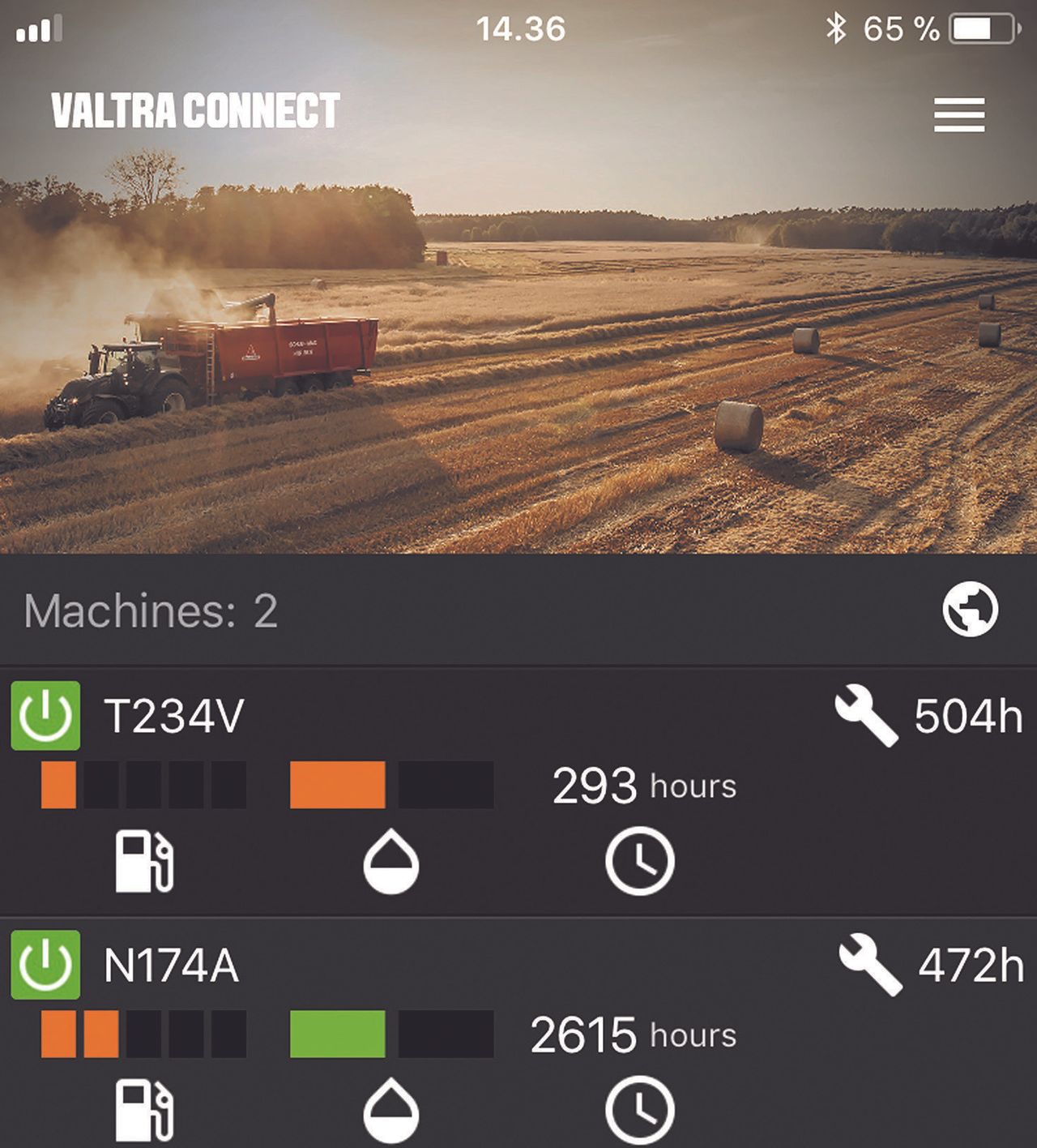 Check your tractor’s fuel level and faults…on your phone