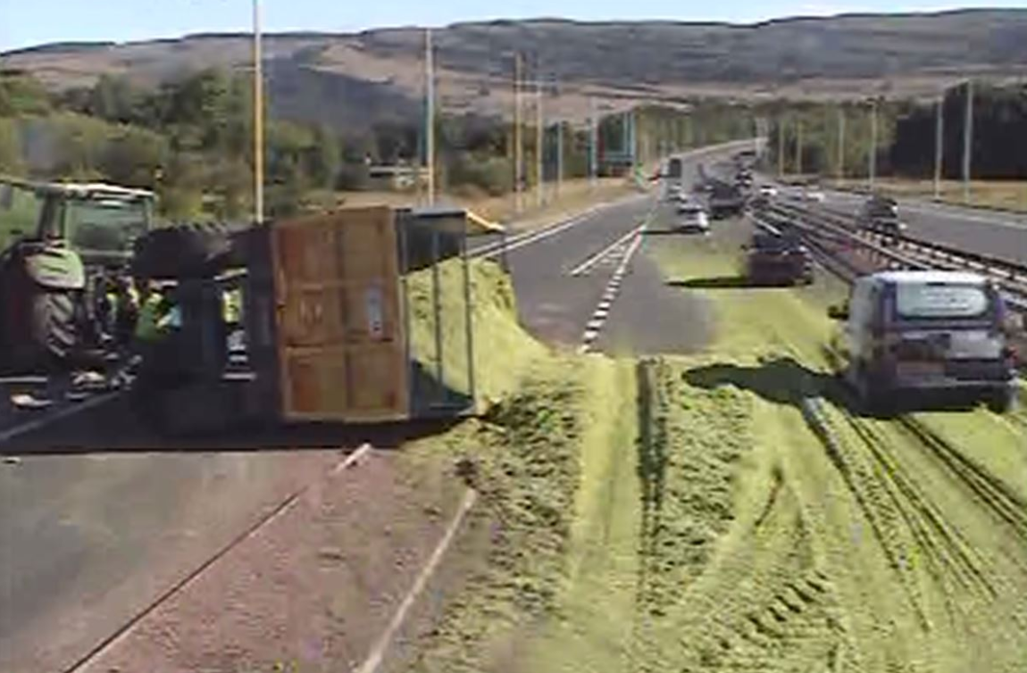 Silage spills across speedy Scottish motorway