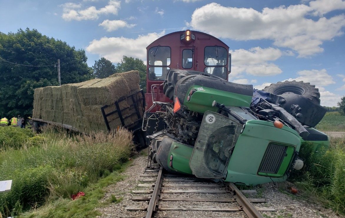Man hospitalised following train collision with tractor in Ontario
