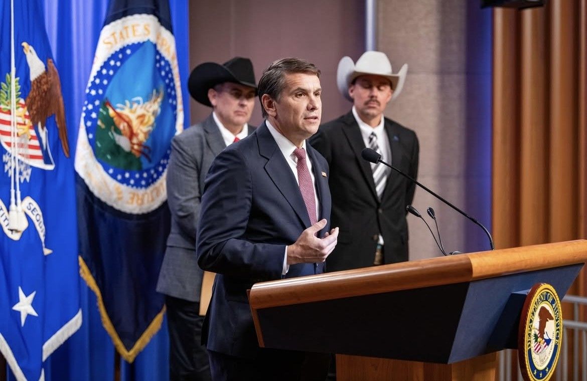 Acting Attorney General, Todd Blanche at the press conference. Source: The US Department of Justice via Instagram