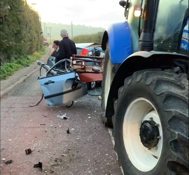 Video: Close call for driver following costly collision