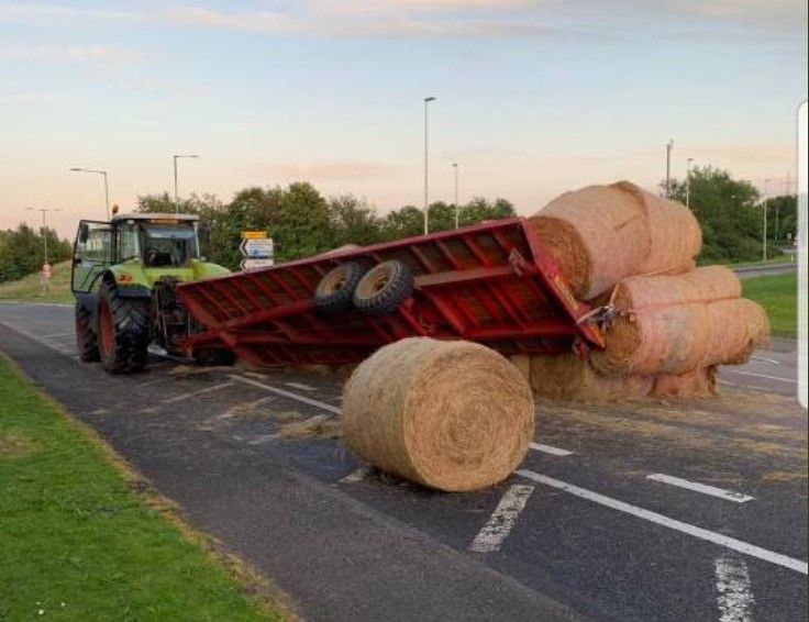 Roadside trailer ‘bale’ out prompts policing pun contest