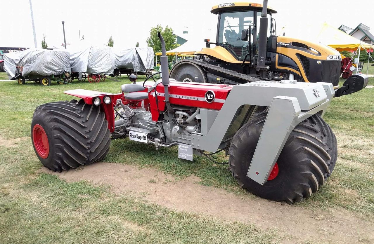 An MF 165 with a difference: Anyone missing a wheel?