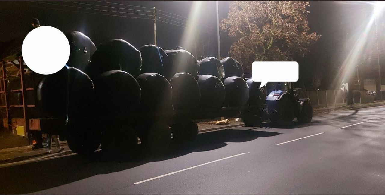 Tractor carrying 20 unstrapped bales stopped by police