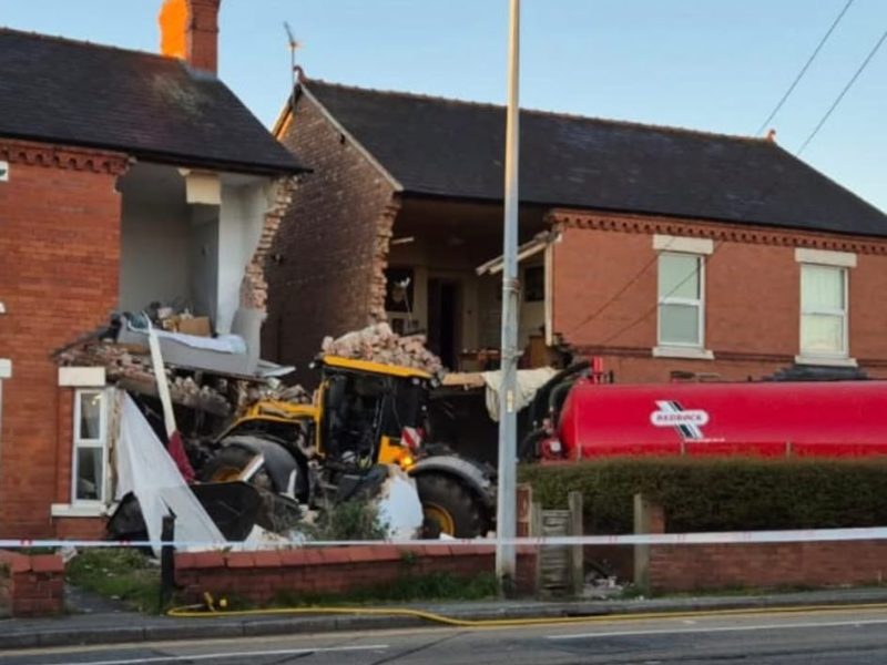 Tractor strikes two houses in Chester following collision