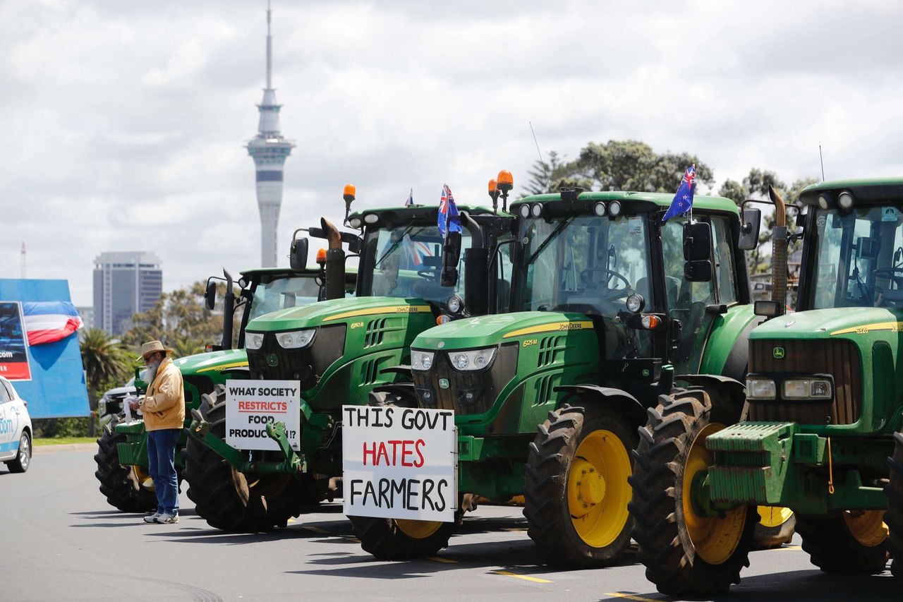 Farmers in New Zealand protest against agri emissions tax