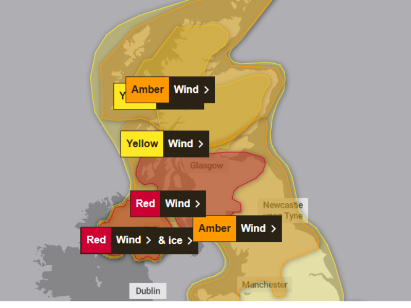 Storm Éowyn generates red weather warnings in NI and Scotland
