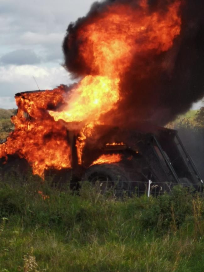 Tractor destroyed by fire in Devon