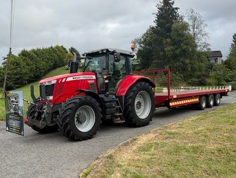 The Massey Ferguson 7620 and trailer which firefighter Aaron Corley reversed for the record-breaking challenge