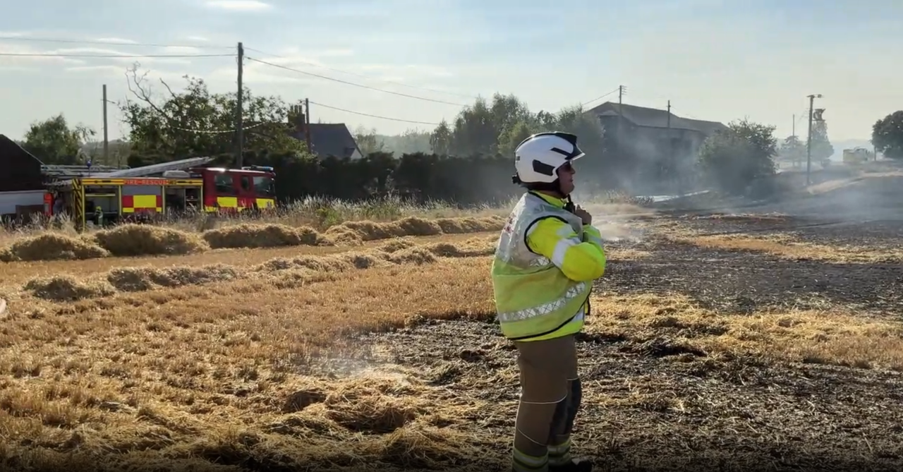 Watch: Firefighters tackle flames on 18ha of Essex farmland