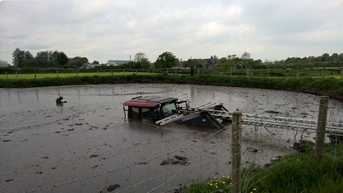 Farmer has lucky escape after tractor becomes submerged in slurry pit