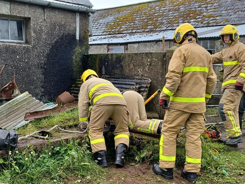 Pics: NIFRS rescues calf from slurry pit in Antrim