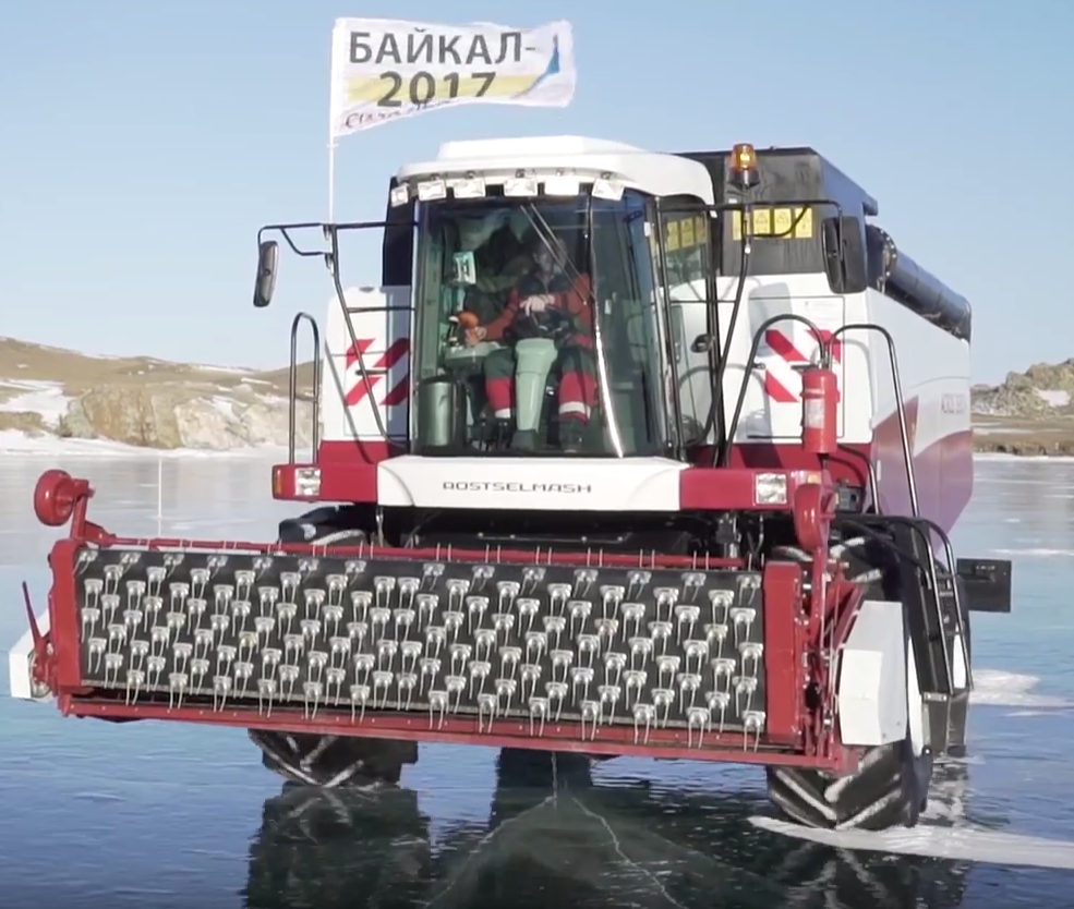 Video: Watch a high-powered tractor and combine 'skating' on ice