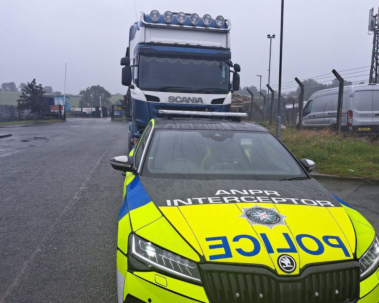 Omagh & Enniskillen Road Policing Interceptors stopped this HGV after deeming it to be carrying a "dangerous load" Source: PSNI Road Policing & Safety Facebook Page