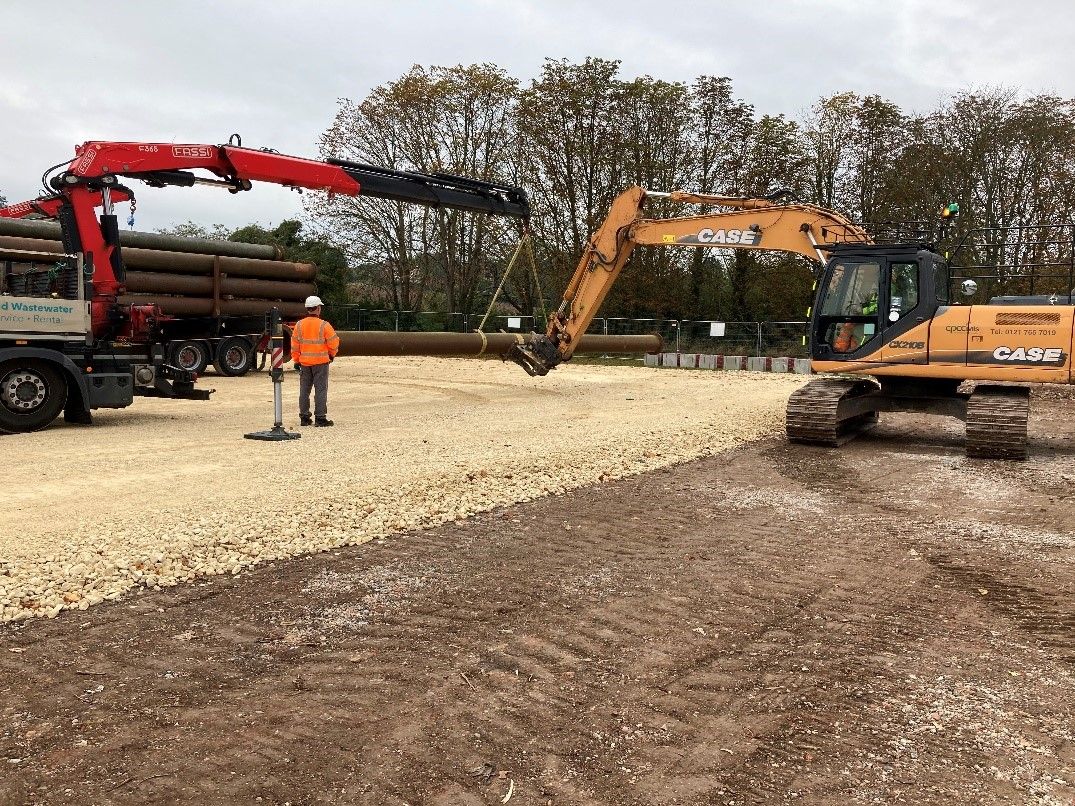 Work underway to repair damaged flood defence in Lowdham